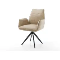 DELIFE Esszimmerstuhl Zoa-Flex Mikrofaser Beige Vintage Kreuzgestell kantig Schwarz Taschenfederkern