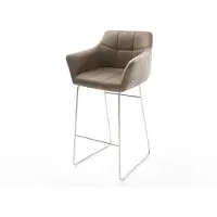 DELIFE Barstuhl Yulo-Flex Vintage Taupe Kufengestell Edelstahl