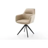 DELIFE Esszimmerstuhl Pejo-Flex Mikrofaser Beige Vintage Kreuzgestell kantig Schwarz Taschenfederkern