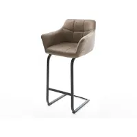 DELIFE Barstuhl Yulo-Flex Vintage Taupe Freischwinger flach Metall