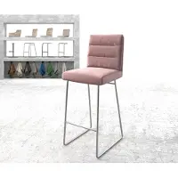 DELIFE Barstuhl Pela-Flex Samt Rosé Kufengestell Edelstahl