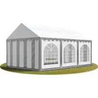 Sonstiges TOOLPORT Festzelt Partyzelt 3x6 m PREMIUM, hochwertige PVC Plane 750 N in grau-weiß 100% wasserdicht mit Bodenrahmen