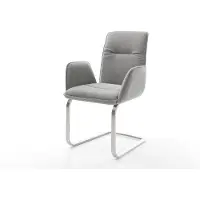 DELIFE Freischwinger Vinja-Flex Strukturstoff Soft Grau Freischwinger flach Edelstahl