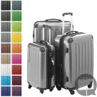 Hauptstadtkoffer - Alex - Kofferset 3 Größen Hartschalenkoffer Trolleys erweiterbar, 4 Rollen, Hartschale glänzend Reisekoffer Set, expandable travel luggage,Silber