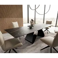 DELIFE Esstisch Edge 200-300x100 Keramik LaminamNoir Desir Braun W-Gestell Schwarz ausziehbar