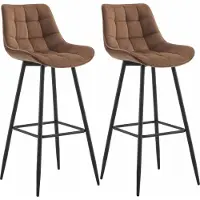 CLP 2er Set Barhocker Dartford | Farbe braun Material Samt
