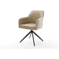 DELIFE Esszimmerstuhl Greg-Flex Mikrofaser Beige Vintage Kreuzgestell breit Schwarz Taschenfederkern