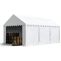TOOLPORT Lagerzelt 3x6 m Industriezelt Unterstand PVC Plane 750 N weiß mit Bodenrahmen