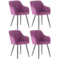 CLP 4er Set Esszimmerstuhl Shila Gesteppt lila Material Samt