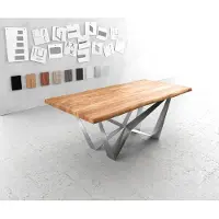 DELIFE Esstisch Edge 200x100 XL Akazie Natur Spider Flachstahl Edelstahl Live-Edge