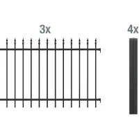 Alberts Zierzaun - Komplettset Chaussee, Höhe 100 cm, Länge 6 m, matt schwarz, zum Einbetonieren