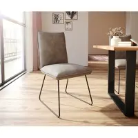 DELIFE Esszimmerstuhl Lelio-Flex Mikrofaser Taupe Vintage Kufengestell Schwarz Taschenfederkern