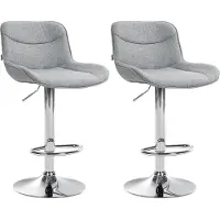 CLP 2er Set Barhocker Vonore Stoff höhenverstellbar und 360 Grad drehbar grau Gestell Farbe chrom