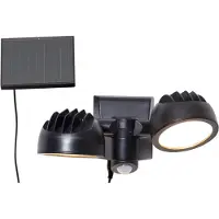 Star Trading Solar-Wandleuchte ,Powerspot' Solarleuchte mit 2 Powerspots, schwarz, H 17cm, B 21cm