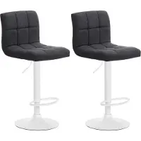 CLP 2er Set Barhocker Calma Stoff drehbar und höhenverstellbar dunkelgrau Material Gestell Metall matt weiss
