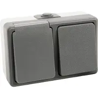 McPower Feuchtraum Kombi-Dose Secure 250V Schalter+Steckdose IP44 AP grau