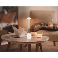 Globo Tischleuchte Lampe Beistelllampe Metall weiß matt LED dimmbar Akku H34cm