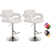 CLP 2er Set Barhocker Dublin höhenverstellbar und drehbar | Farbe weiß