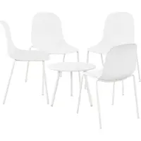 CLP 4er Sitzgruppe Berdin I Garten-Set 4x Stuhl stapelbar und 1x Tisch I Outdoor-Set wetterfest und UV-beständig I Gartenmöbel weiß