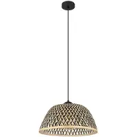 Globo Hängelampe, Metall Bambus Schirm, braun schwarz matt, D 40cm