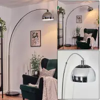 Hofstein Gavirate Stehlampe aus Metall in Schwarz/Chrom/Weiß im Retro/Vintage-Design