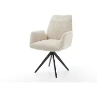 DELIFE Esszimmerstuhl Zoa-Flex Cord Beige Kreuzgestell kantig Schwarz Taschenfederkern