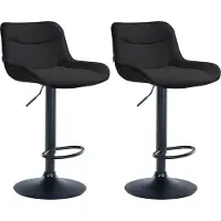 CLP 2er Set Barhocker Vonore Stoff höhenverstellbar und 360 Grad drehbar schwarz Gestell Farbe schwarz