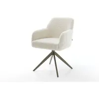 DELIFE Drehstuhl Greg-Flex Teddystoff Beige Kreuzgestell breit Effektfinish Titan 360° drehbar Wippfunktion Taschenfederkern