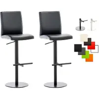 CLP 2er Set Barhocker Cadiz Kunstlederbezug drehbar und höhenverstellbar bis 240 kg | Farbe schwarz Gestell Farbe schwarz