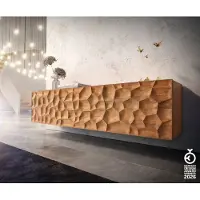 DELIFE Lowboard Solu 175 cm Akazie Natur 2 Türen 2 Schübe schwebend 3D-Front