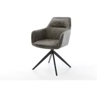 DELIFE Drehstuhl Pejo-Flex Mikrofaser Grau Antik Kreuzgestell breit Schwarz 360° drehbar Wippfunktion Taschenfederkern