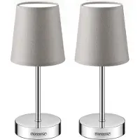 Monzana Nachttischlampe 2er Set 32cm Stoff Grau Taupe Anthrazit Weiß Wohnzimmer Schlafzimmer Lampe Leuchte Tischlampe Nachttischleuchte Tischleuchte