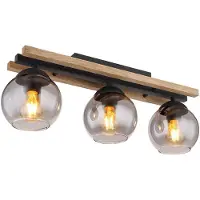Globo Deckenlampe, Metall, Eichenholz, rauch, 3 Flammig, L 60 cm
