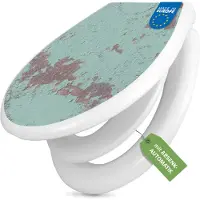 Banjado Familien WC Sitz weiß mit Kindersitz und Absenkautomatik und Motiv Blaue Struktur [TDWK 11494]