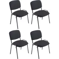 CLP 4er Set Stapelstühle XL Ken Stoff mit Metallgestell schwarz