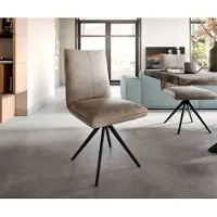 DELIFE Esszimmerstuhl Lelio-Flex Mikrofaser Taupe Vintage Kreuzgestell breit Schwarz Taschenfederkern