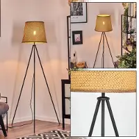Hofstein Lamezia Stehlampe aus Metall/Bast/Seil in Schwarz/Naturfarben