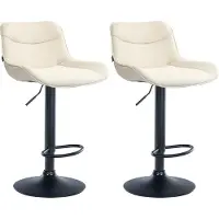 CLP 2er Set Barhocker Vonore Stoff höhenverstellbar und 360 Grad drehbar creme Gestell Farbe schwarz