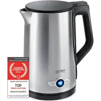 TZS First Austria Edelstahl Wasserkocher 2200W, 1,7 L, Temperatureinstellung 60-100 Grad, Warmhaltefunktion, Kalkfilter, verdecktes Heizelement, LED Beleuchtungsfarbe