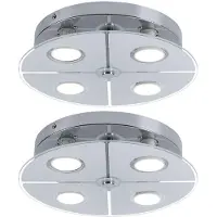 Globo 2er Set LED Deckenleuchte, Chrom, Glas satiniert, D 30 cm