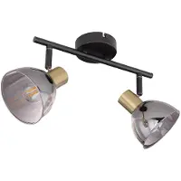 Etc-shop Deckenleuchte, Metall, schwarz, messing-matt, Glas, Spot