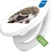 Banjado Familien WC Sitz weiß mit Kindersitz und Absenkautomatik und Motiv Igel [TDWK 10202]