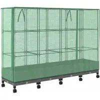 vidaXL Gartenplanter mit Gewächshausabdeckung und Rädern 4 Stk. PP