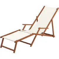 Erst-Holz Sonnenliege weiß Liegestuhl Fußablage Gartenliege Holz Deckchair Strandstuhl Gartenmöbel 10-303 F