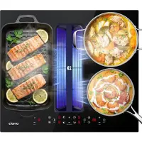 CIARRA Induktionskochfeld mit integriertem Dunstabzug, 60cm 2 Flexzonen Plasma-System Zeolithfilter 7165W CBBEH594BBFF