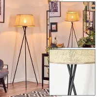 Hofstein Reggio Stehlampe aus Metall/Papiergeflecht in Schwarz/Beige