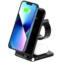 Qivee Wireless Ladegerät 3in1 Charger Ladestation für Apple Watch iPhone Samsung