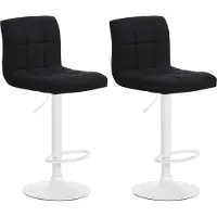CLP 2er Set Barhocker Calma Stoff drehbar und höhenverstellbar schwarz Material Gestell Metall matt weiss