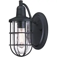 WESTINGHOUSE Crestview Außen-Wandleuchte, IP44, strukturiertes Schwarz, Antikglas, 31x14cm