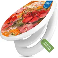 Banjado Familien WC Sitz weiß mit Kindersitz und Absenkautomatik und Motiv Fallende Blumen [TDWK 12351]